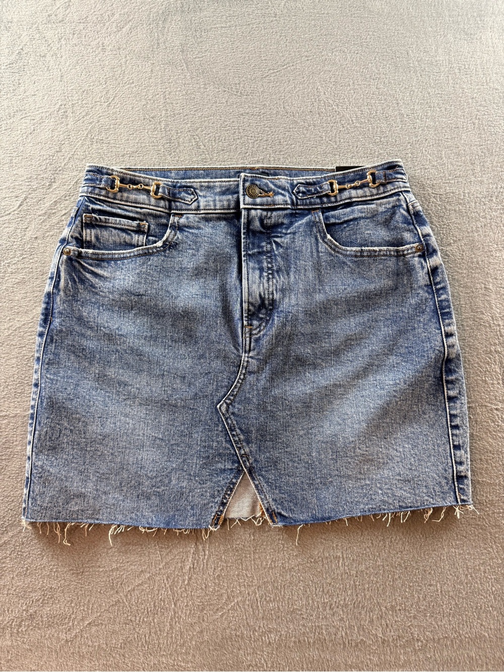 Express - Blue Denim Jean Skirt with Gold Accents